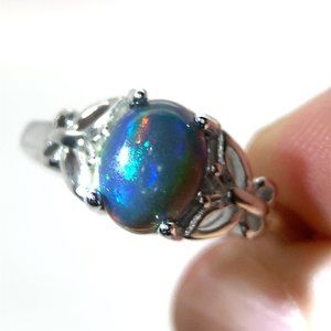 Black Opal 1.38ct Platinum Finish Solid 925 Sterling Silver Ring
